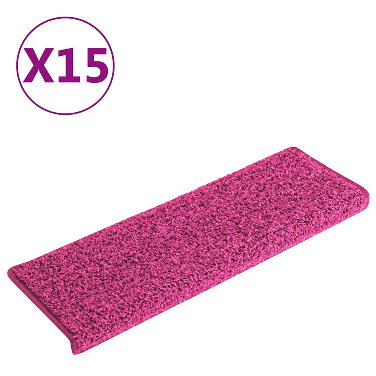 Vidaxl trapmatten 15 st 65x21x4 cm roze rechthoekige rand