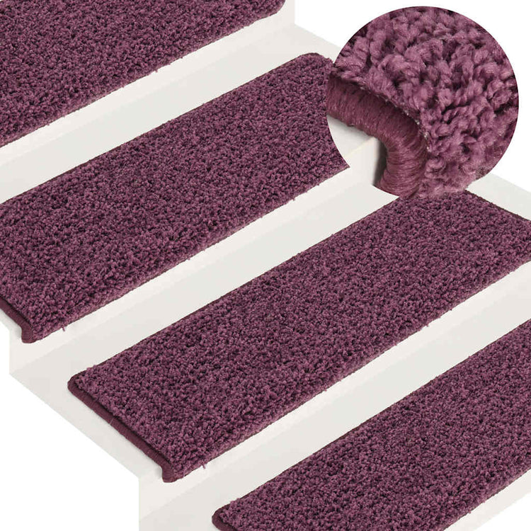Vidaxl trapmatten 15 st 65x21x4 cm donkerpaars rechthoekige rand