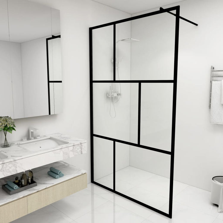 VidaXL Inloopdouchewand 115x195 cm gehard glas zwart