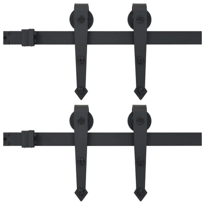Vidaxl hardwaresets voor schuifdeuren 2 st 200 cm staal zwart