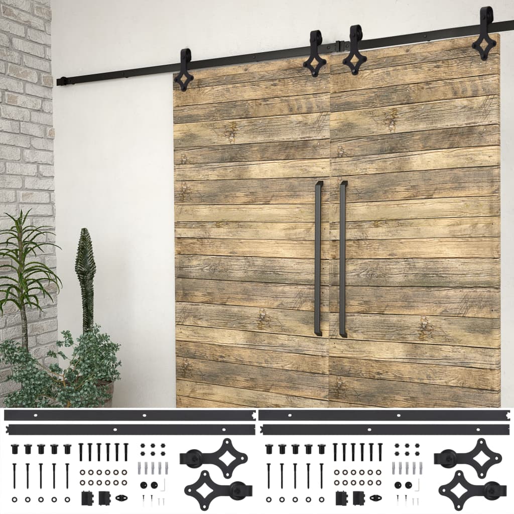 Vidaxl hardwaresets voor schuifdeuren 2 st 200 cm staal zwart