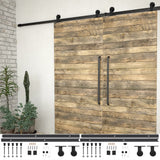 Vidaxl hardwaresets voor schuifdeuren 2 st 200 cm staal zwart - afbeelding 1