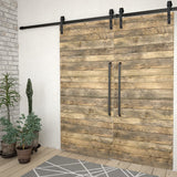 Vidaxl hardwaresets voor schuifdeuren 2 st 200 cm staal zwart - afbeelding 3