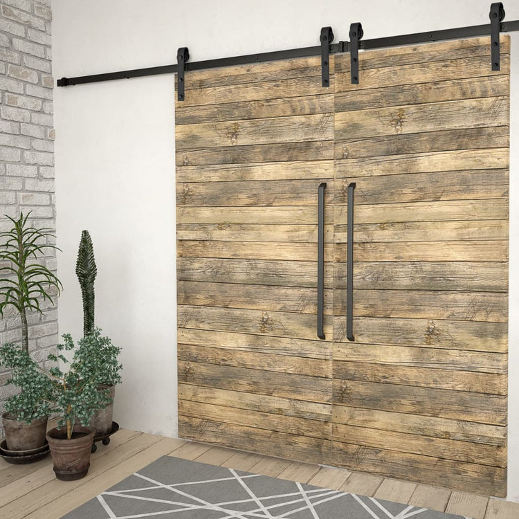Vidaxl hardwaresets voor schuifdeuren 2 st 200 cm staal zwart