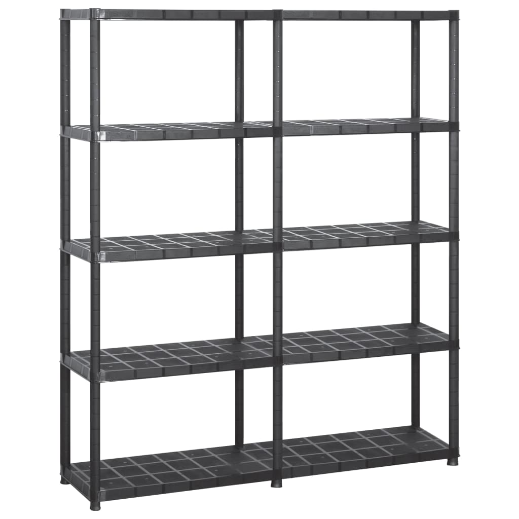 Vidaxl opbergrek 5-laags 142x38x170 cm kunststof zwart