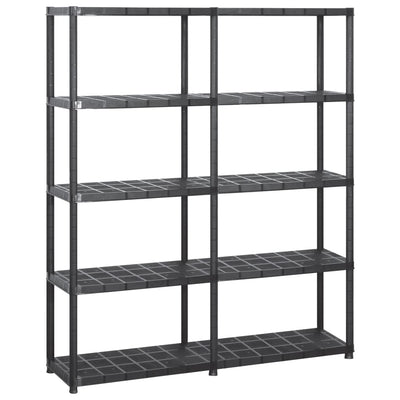 Vidaxl opbergrek 5-laags 142x38x170 cm kunststof zwart