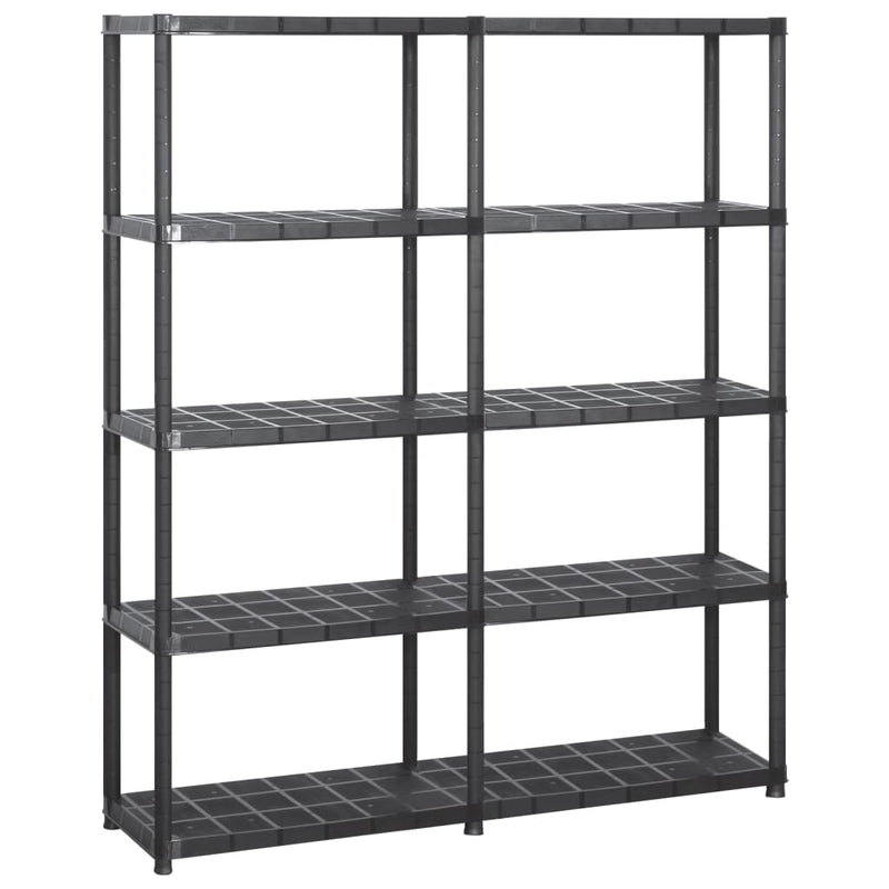 Vidaxl opbergrek 5-laags 142x38x170 cm kunststof zwart
