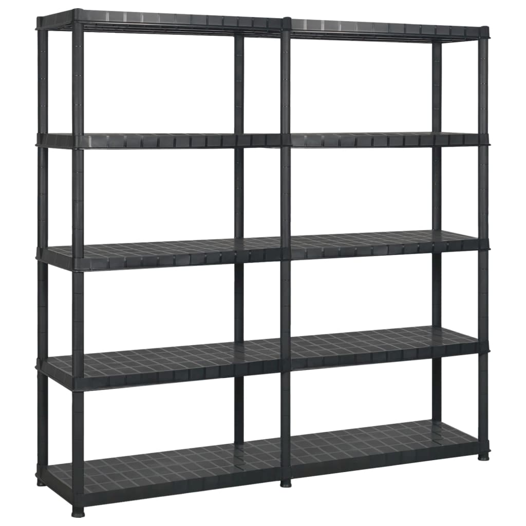 Vidaxl opbergrek 5-laags 170x40x185 cm kunststof zwart