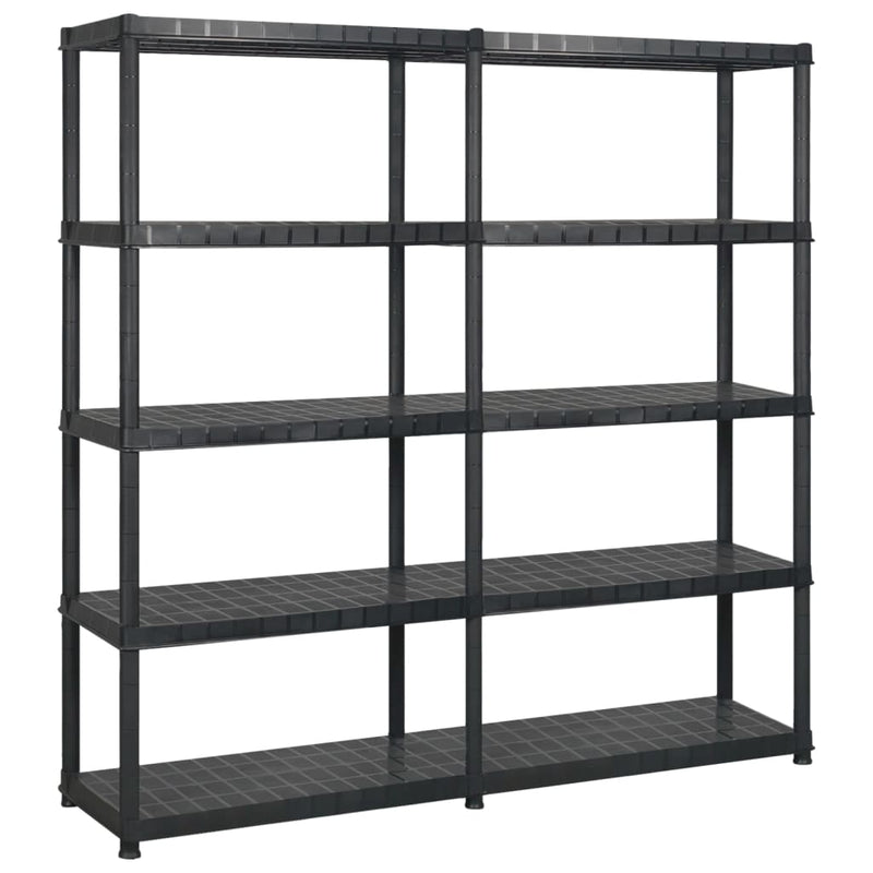 Vidaxl opbergrek 5-laags 170x40x185 cm kunststof zwart