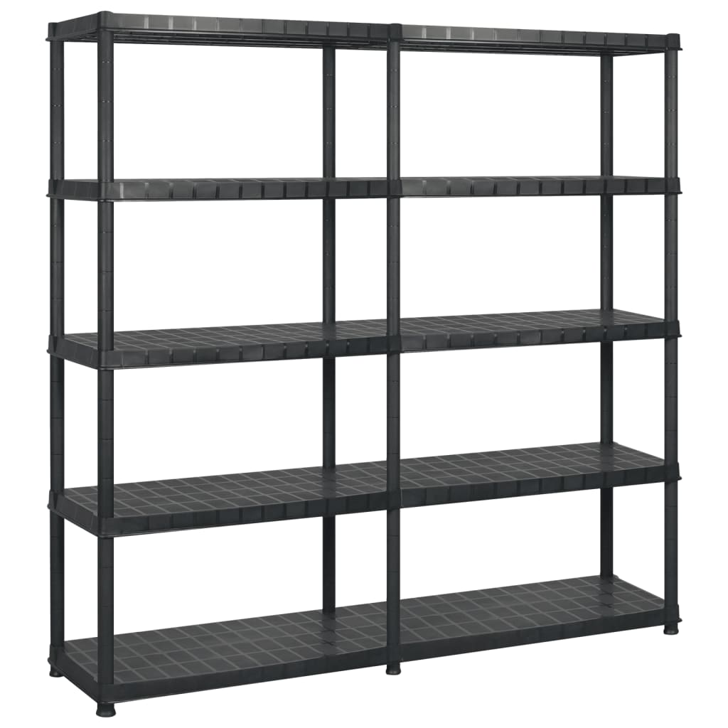 Vidaxl opbergrek 5-laags 183x45,7x185 cm kunststof zwart