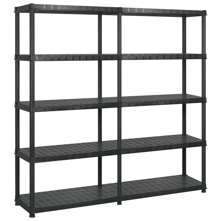 Vidaxl opbergrek 5-laags 183x45,7x185 cm kunststof zwart