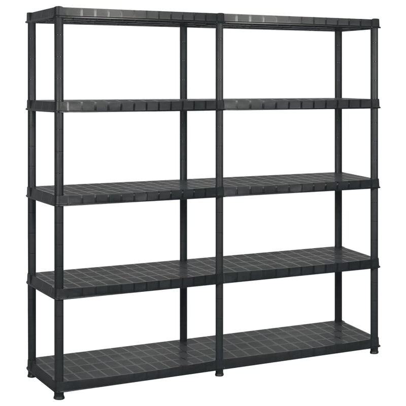 Vidaxl opbergrek 5-laags 183x45,7x185 cm kunststof zwart