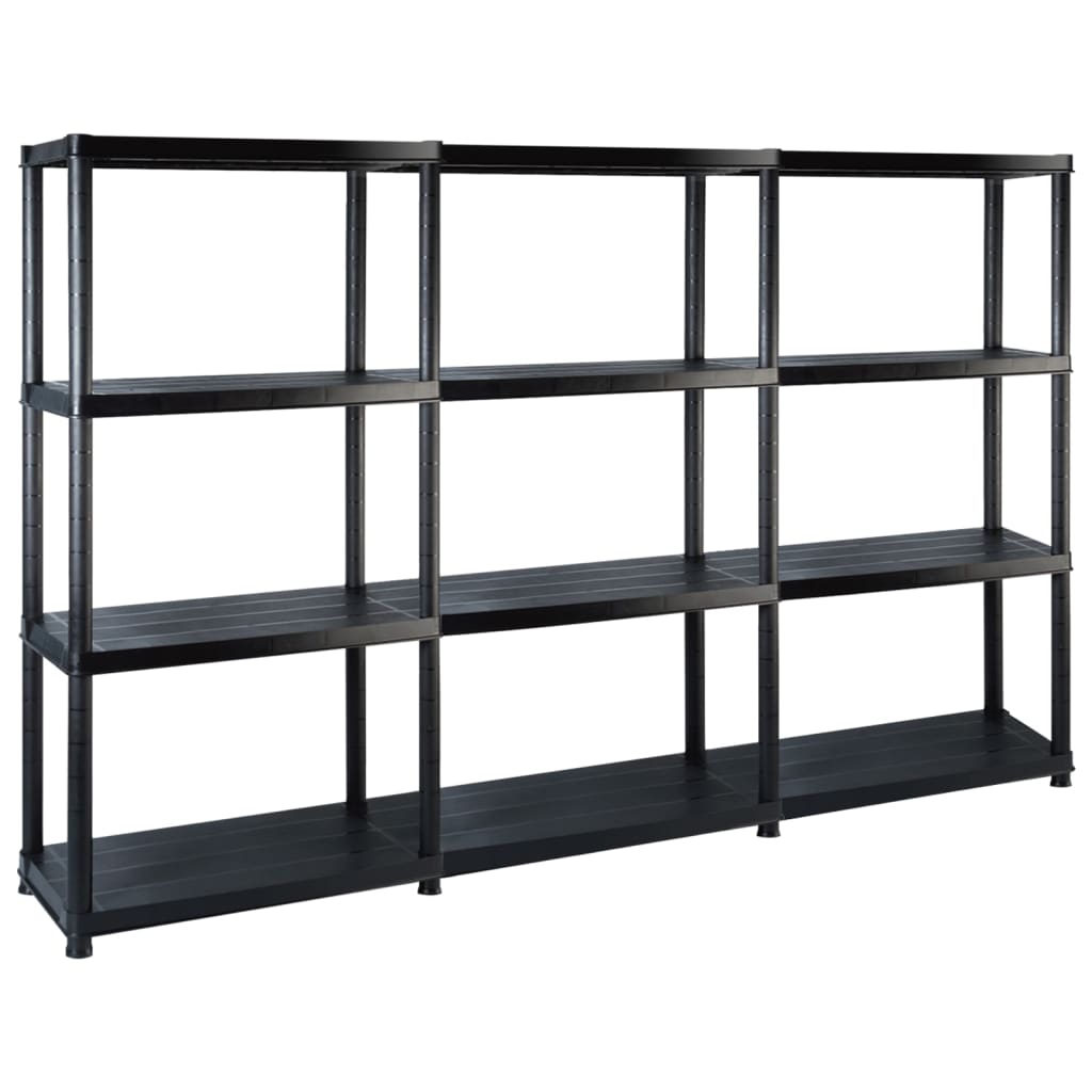 Vidaxl opbergrek 4-laags 183x30,5x130 cm kunststof zwart