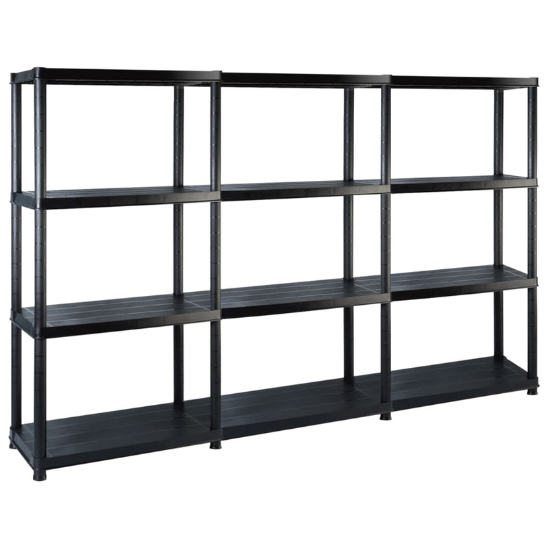 Vidaxl opbergrek 4-laags 183x30,5x130 cm kunststof zwart