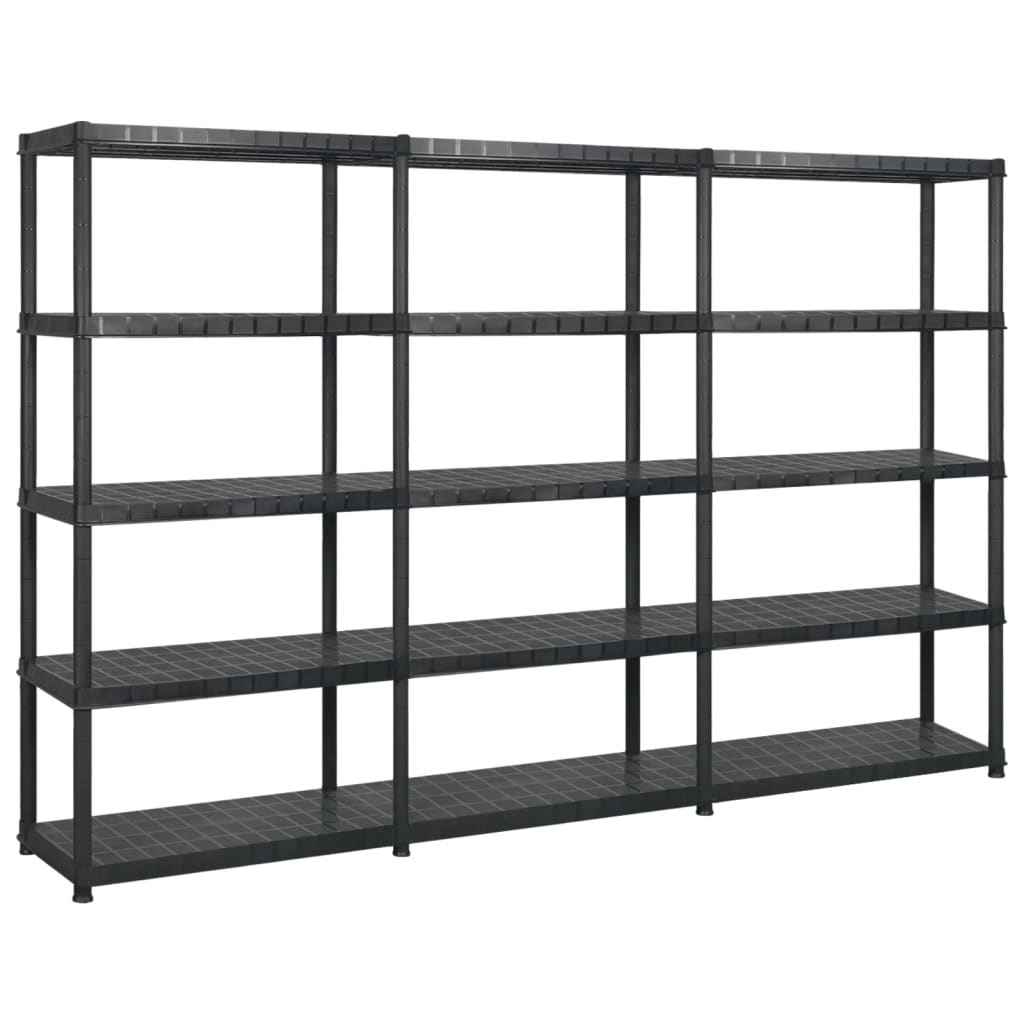 Vidaxl opbergrek 5-laags 255x40x185 cm kunststof zwart