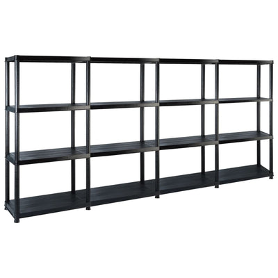 Vidaxl opbergrek 4-laags 244x30,5x130 cm kunststof zwart