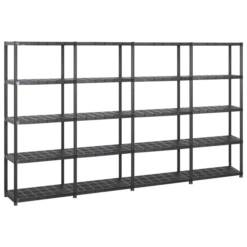 Vidaxl opbergrek 5-laags 284x38x170 cm kunststof zwart