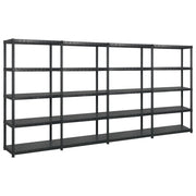 VidaXL Opbergrek 5-laags 340x40x185 cm kunststof zwart - afbeelding 1