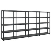 VidaXL Opbergrek 5-laags 366x45,7x185 cm kunststof zwart - afbeelding 1