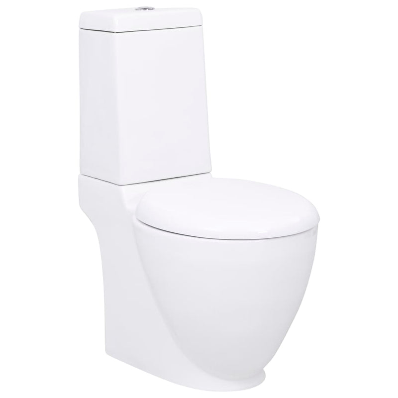 VidaXL Toilet rond afvoer onder keramiek wit