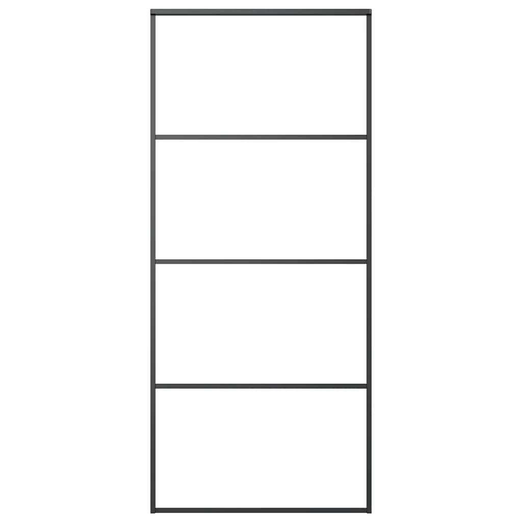 Vidaxl schuifdeur 90x205 cm aluminium en esg-glas zwart