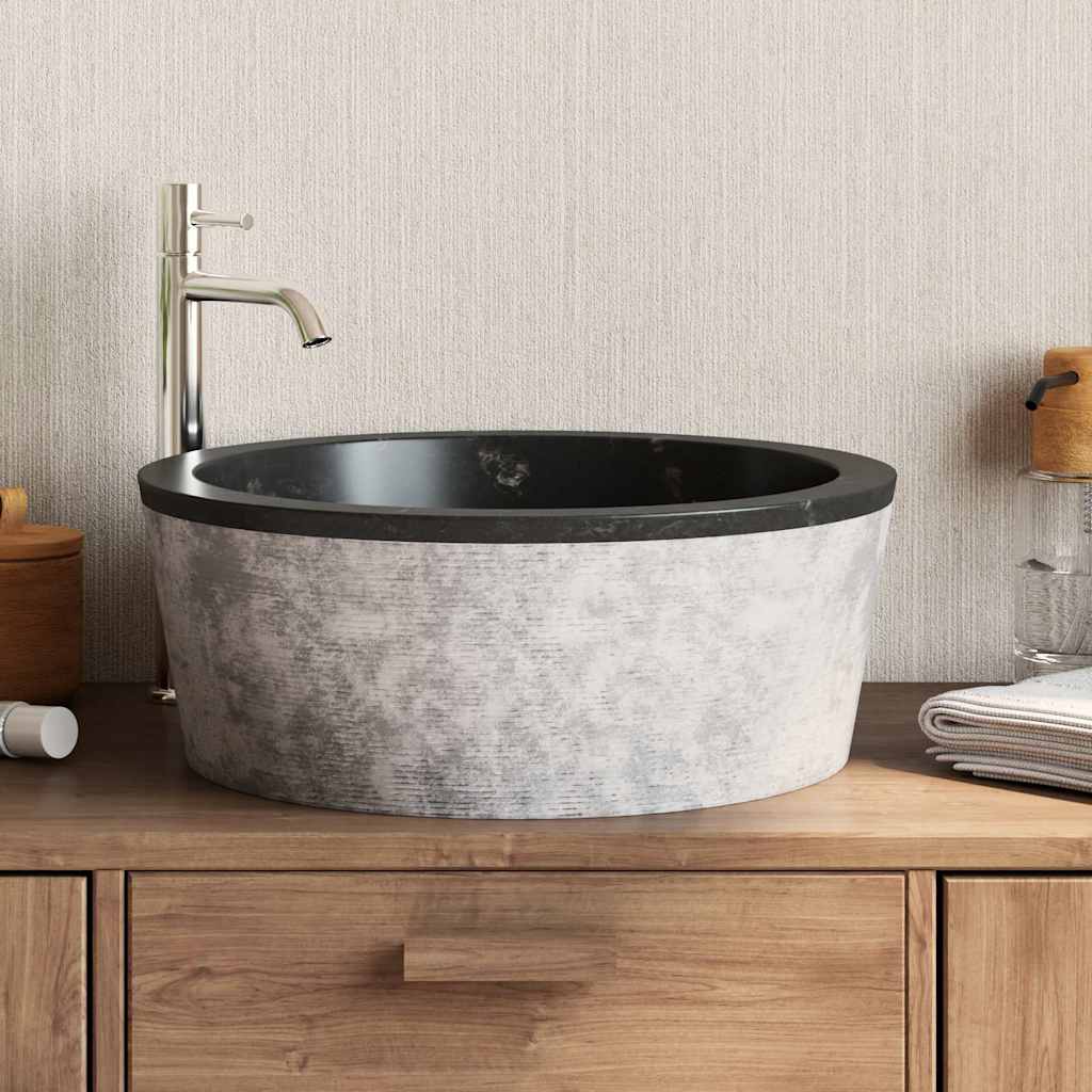 Vidaxl gootsteen ø40x15 cm marmer zwart