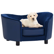 Vidaxl hondenbank 69x49x40 cm pluche en kunstleer blauw - afbeelding 1