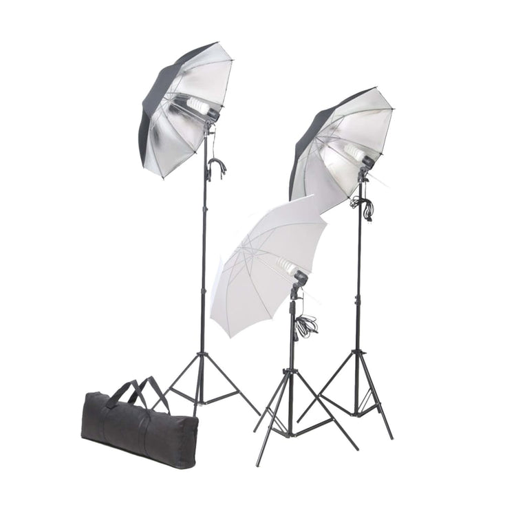 VidaXL Fotostudioset met lampen, paraplu's, achtergrond en reflector