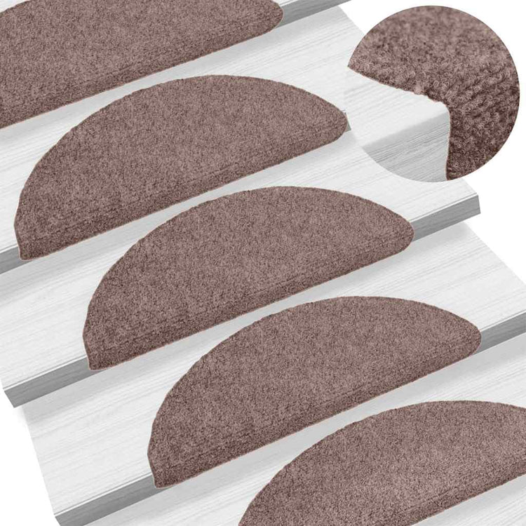 Vidaxl trapmatten zelfklevend 5 stuks 56x17x3 cm lichtbruin halfrond