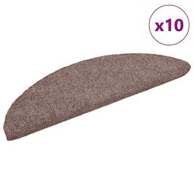 Vidaxl trapmatten zelfklevend 10 stuks 56x17x3 cm lichtbruin halfrond
