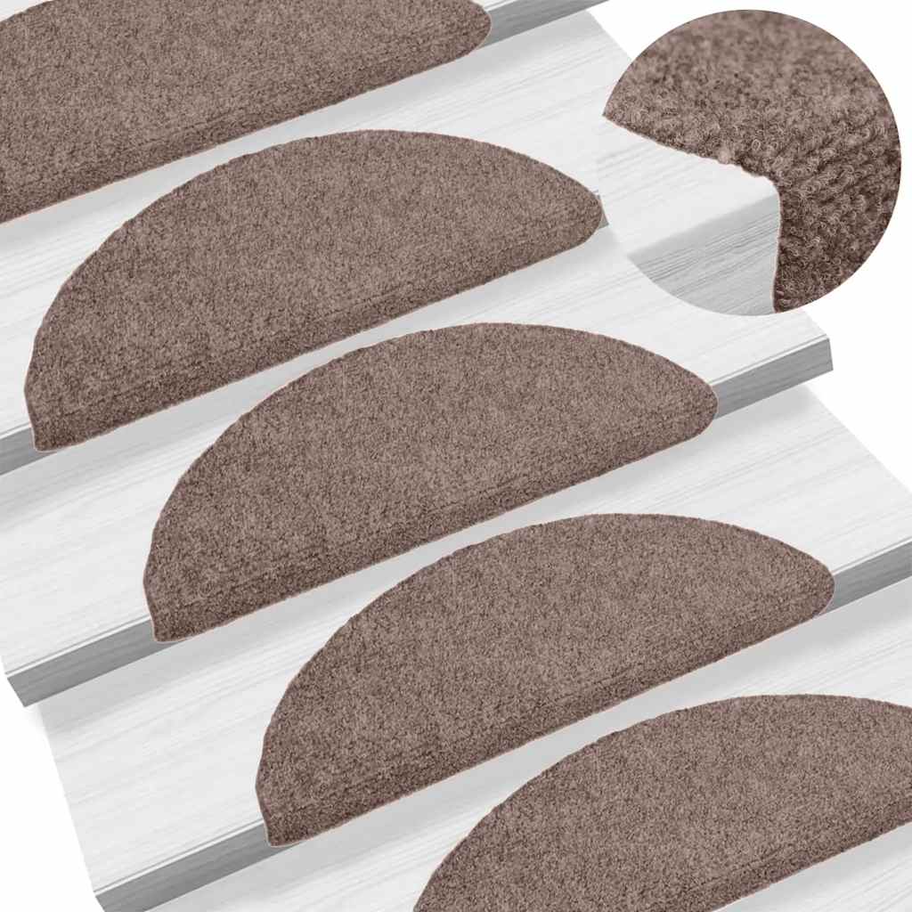 Vidaxl trapmatten zelfklevend 10 stuks 56x17x3 cm lichtbruin halfrond