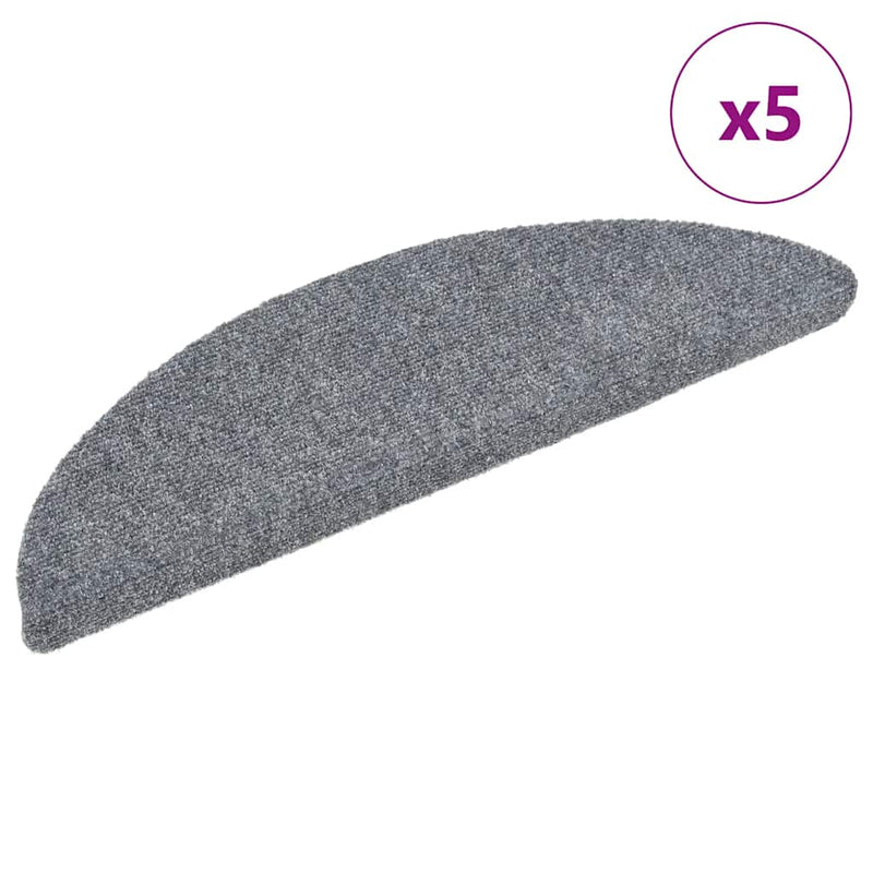 Vidaxl trapmatten zelfklevend 5 stuks 56x17x3 cm lichtgrijs halfrond