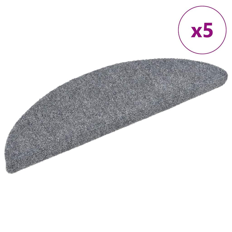 Vidaxl trapmatten zelfklevend 5 stuks 56x17x3 cm lichtgrijs halfrond