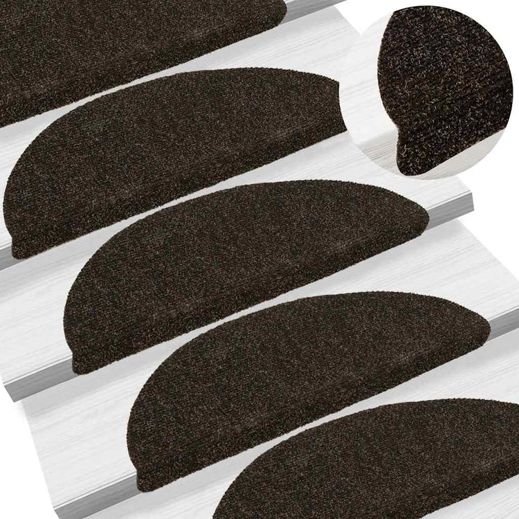 Vidaxl trapmatten zelfklevend 10 st 56x17x3 cm donkerbruin halfrond