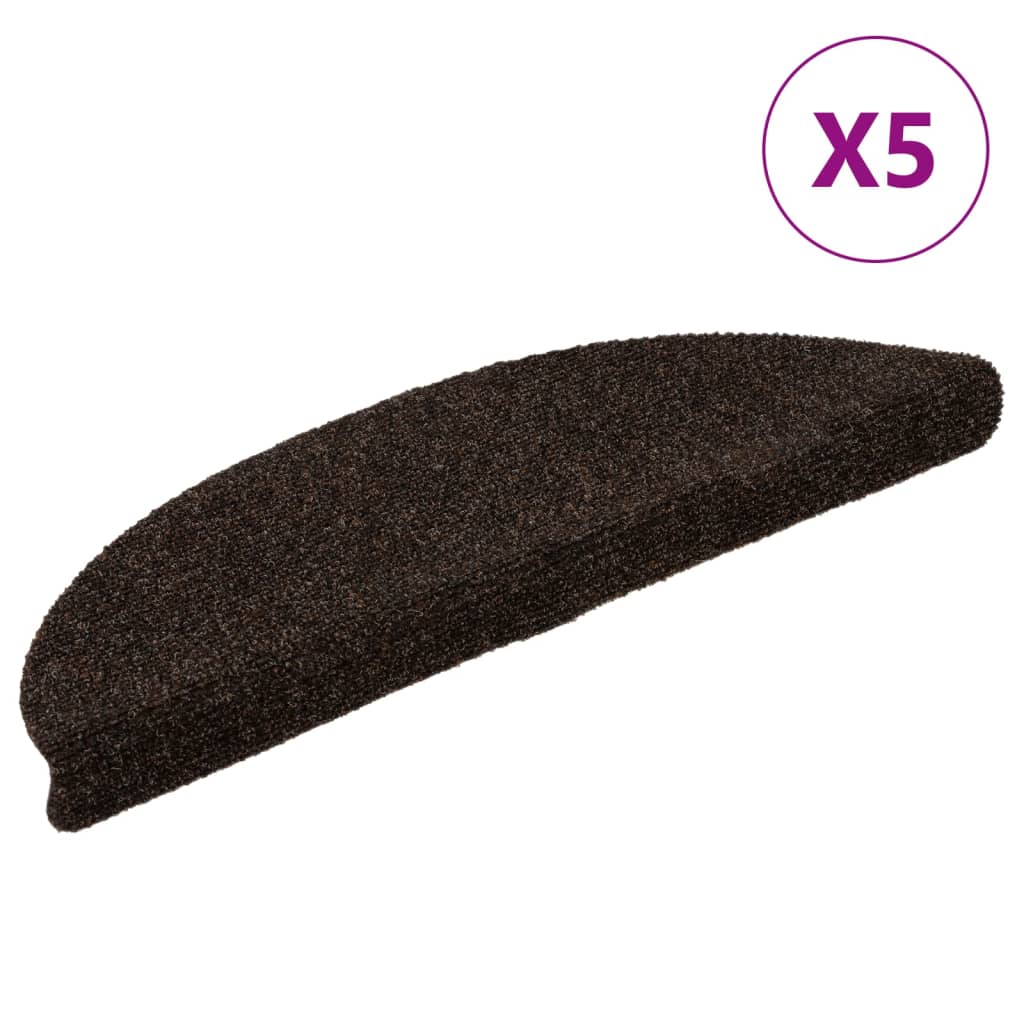Vidaxl trapmatten zelfklevend 5 stuks 56x17x3 cm bruin halfrond