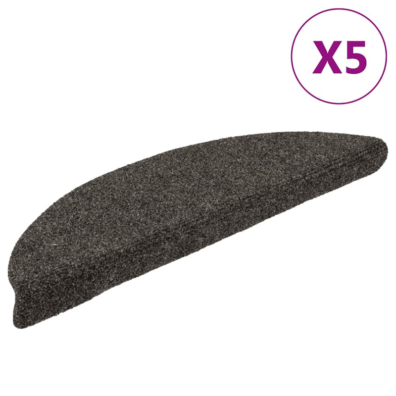 Vidaxl trapmatten zelfklevend 5 stuks 56x17x3 cm antraciet halfrond