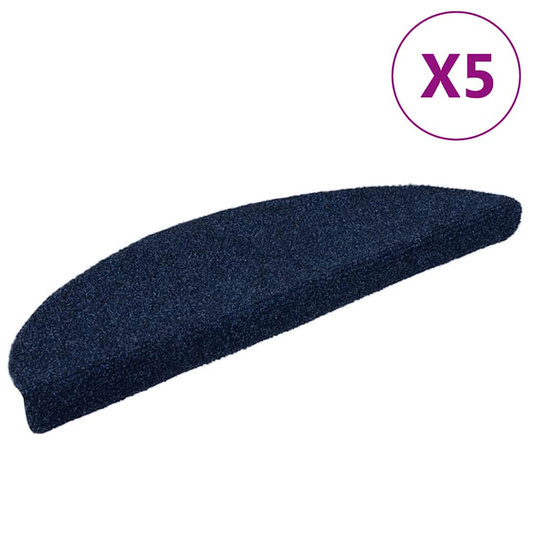 Vidaxl trapmatten zelfklevend 5 stuks 56x17x3 cm marineblauw halfrond