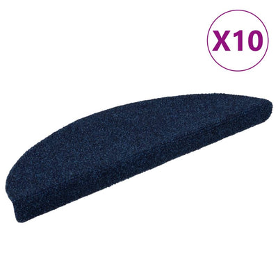 Vidaxl trapmatten zelfklevend 10 stuks 56x17x3 cm marineblauw halfrond