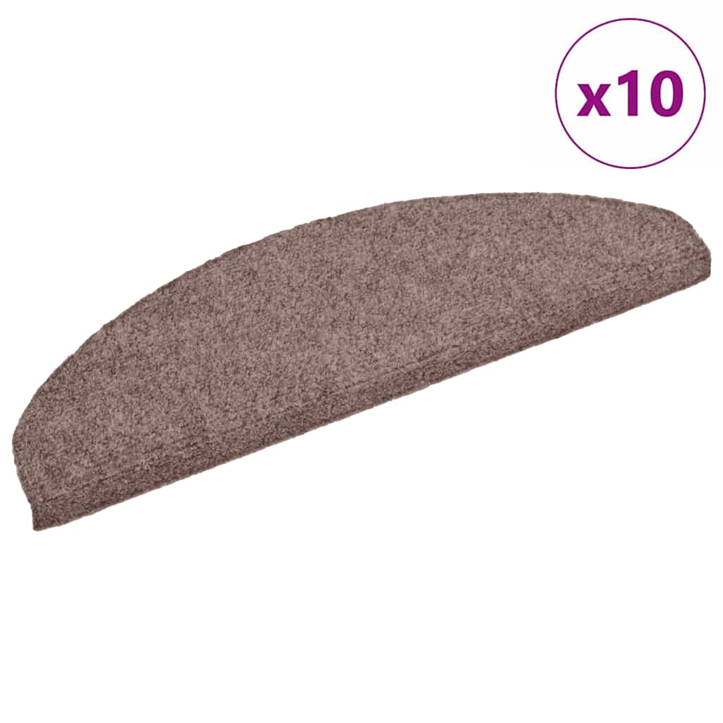 Vidaxl trapmatten zelfklevend 10 stuks 65x21x4 cm lichtbruin halfrond groot