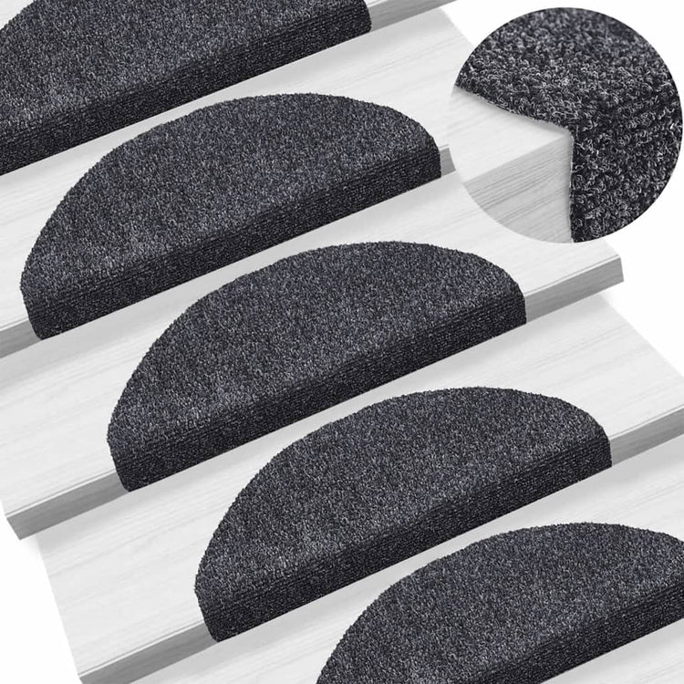 Vidaxl trapmatten zelfklevend 10 st 65x21x4 cm donkergrijs halfrond groot