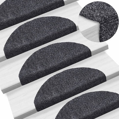 Vidaxl trapmatten zelfklevend 10 st 65x21x4 cm donkergrijs halfrond groot