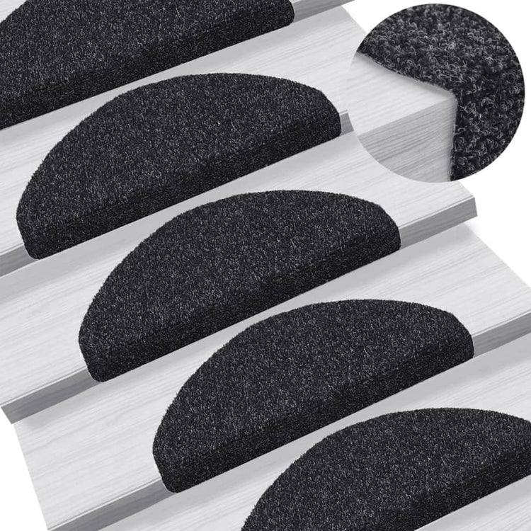 Vidaxl trapmatten zelfklevend 5 stuks 65x21x4 cm zwart halfrond groot