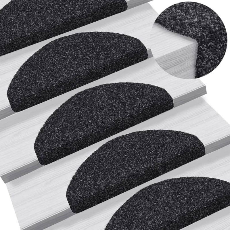 Vidaxl trapmatten zelfklevend 5 stuks 65x21x4 cm zwart halfrond groot