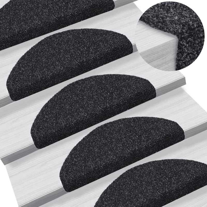 Vidaxl trapmatten zelfklevend 10 stuks 65x21x4 cm zwart halfrond groot