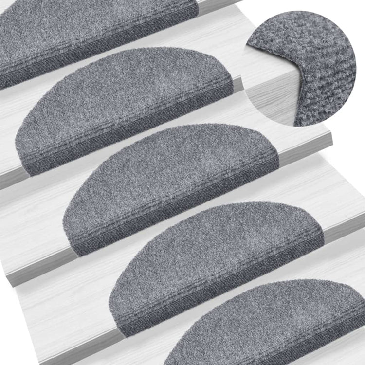 Vidaxl trapmatten zelfklevend 5 stuks 65x21x4 cm lichtgrijs halfrond groot