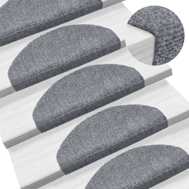Vidaxl trapmatten zelfklevend 5 stuks 65x21x4 cm lichtgrijs halfrond groot