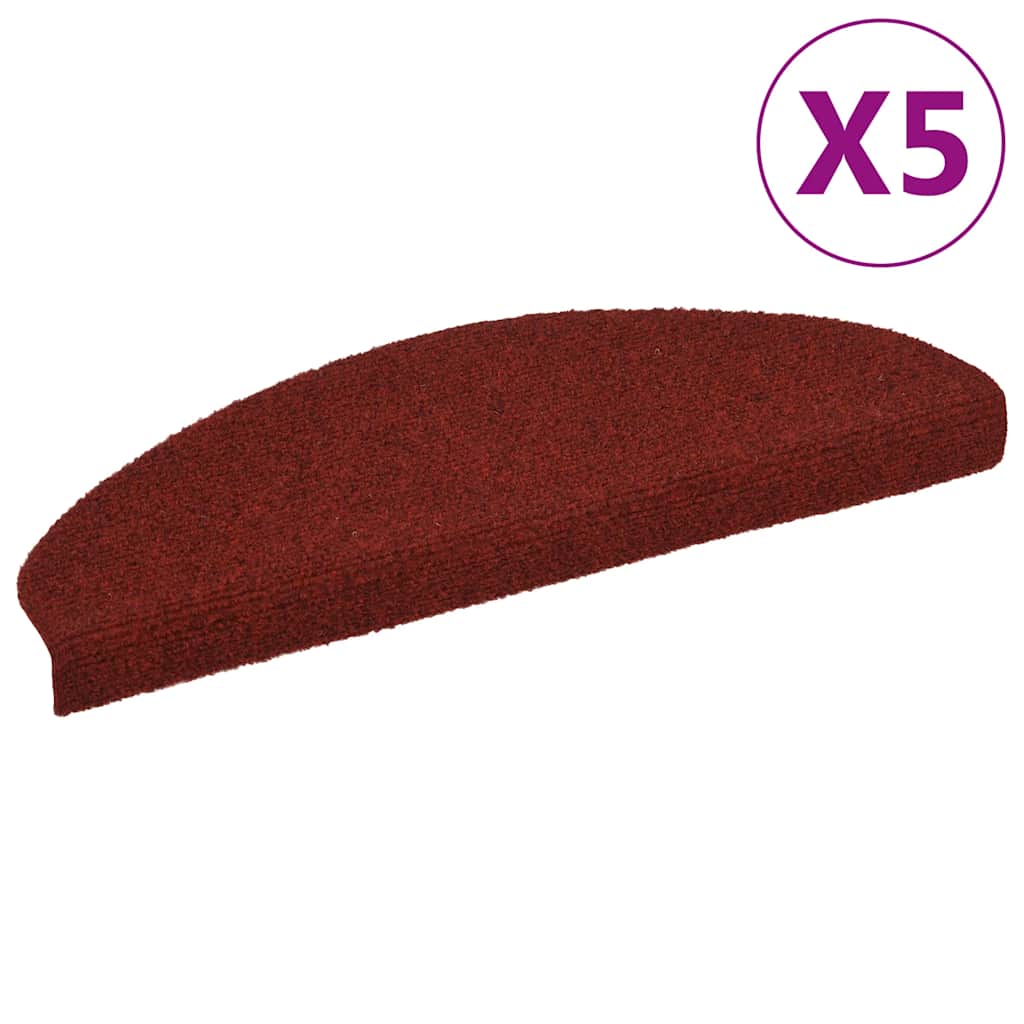 Vidaxl trapmatten zelfklevend 5 stuks 65x21x4 cm bordeaux rood