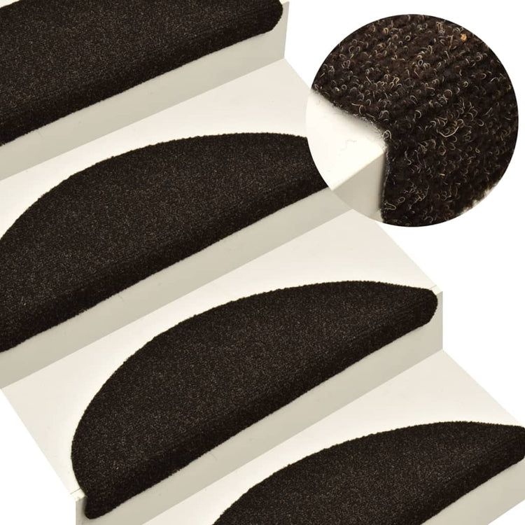 Vidaxl trapmatten zelfklevend 5 stuks 65x21x4 cm donkerbruin halfrond groot