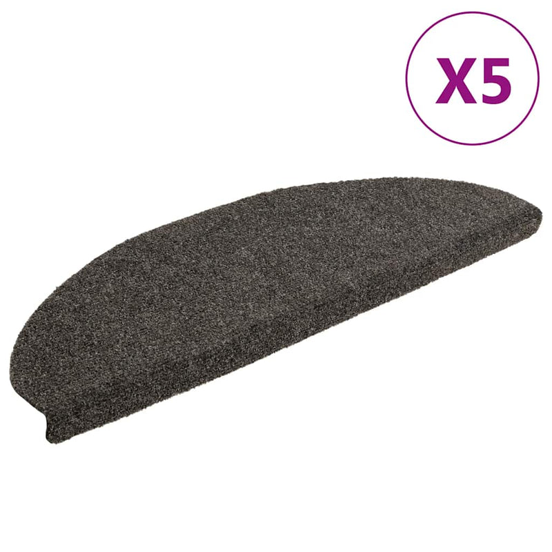 Vidaxl trapmatten zelfklevend 5 stuks 65x21x4 cm antraciet halfrond groot