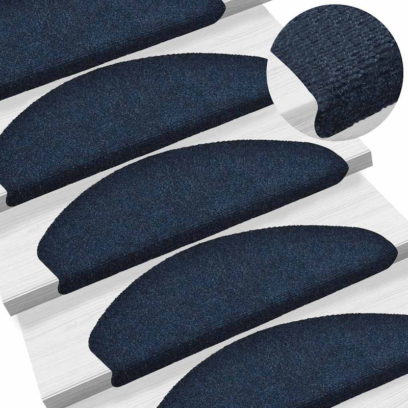 Vidaxl trapmatten zelfklevend 10 stuks 65x21x4 cm marineblauw halfrond groot